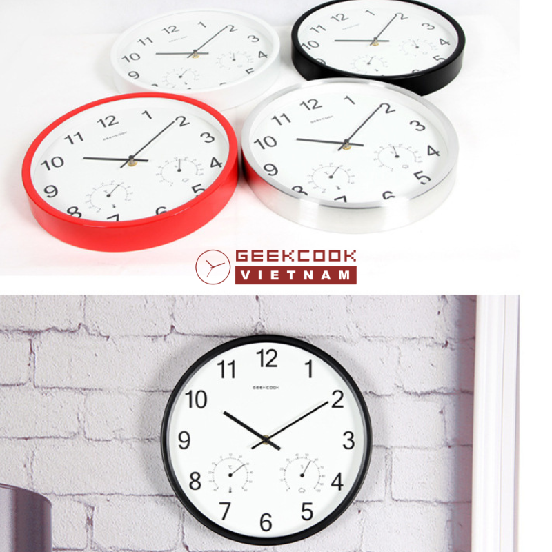 đồng hồ geekcook - đồng hồ treo tường có nhiệt ẩm kế