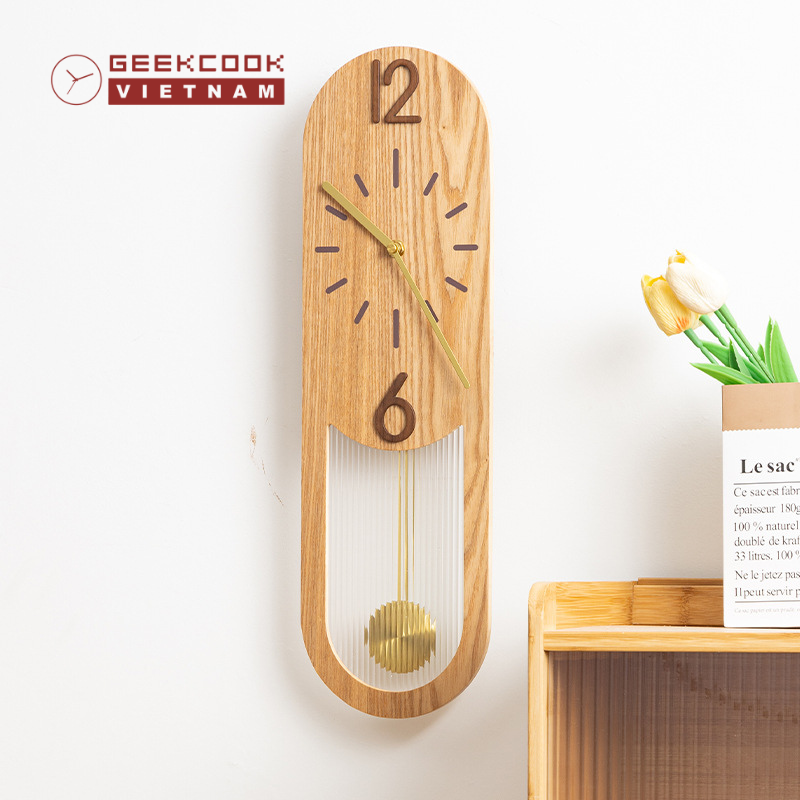 đồng hồ gỗ quả lắc treo tường