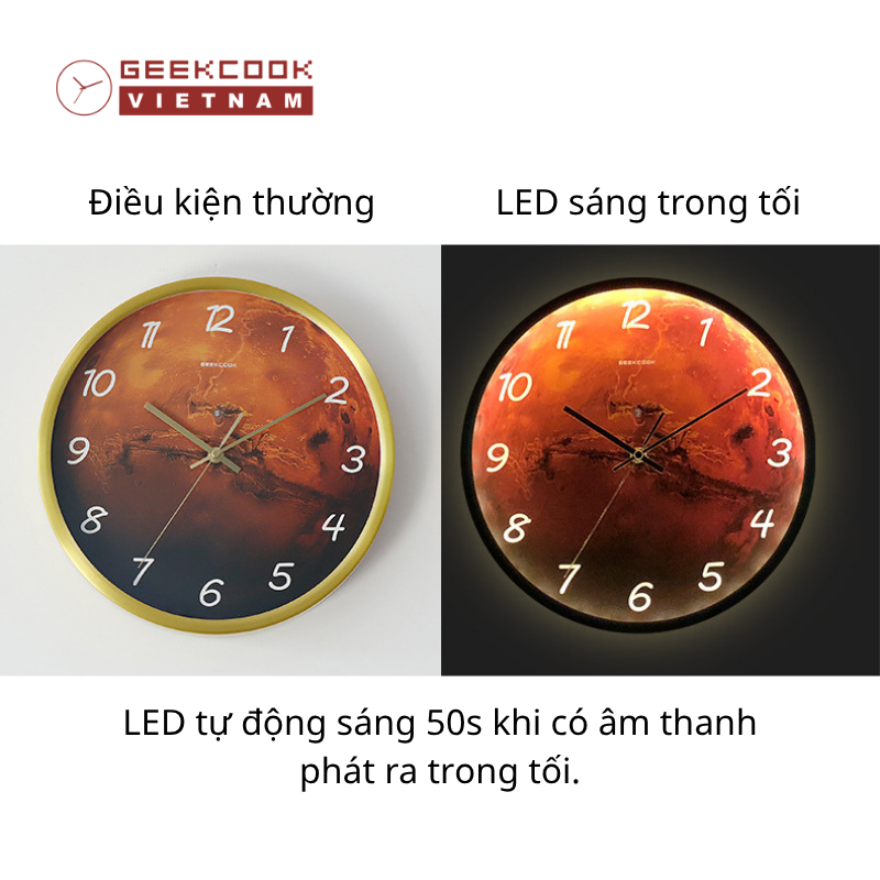 đồng hồ treo tường hiện đại - đồng hồ treo tường LED dạ quang