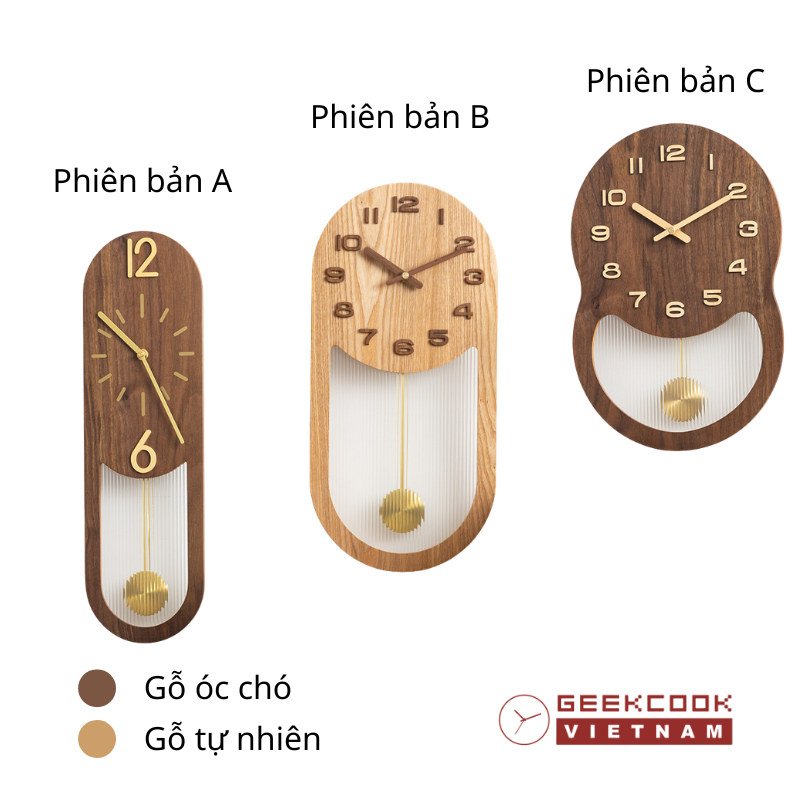 phiên bản đồng hồ gỗ treo tường quả lắc